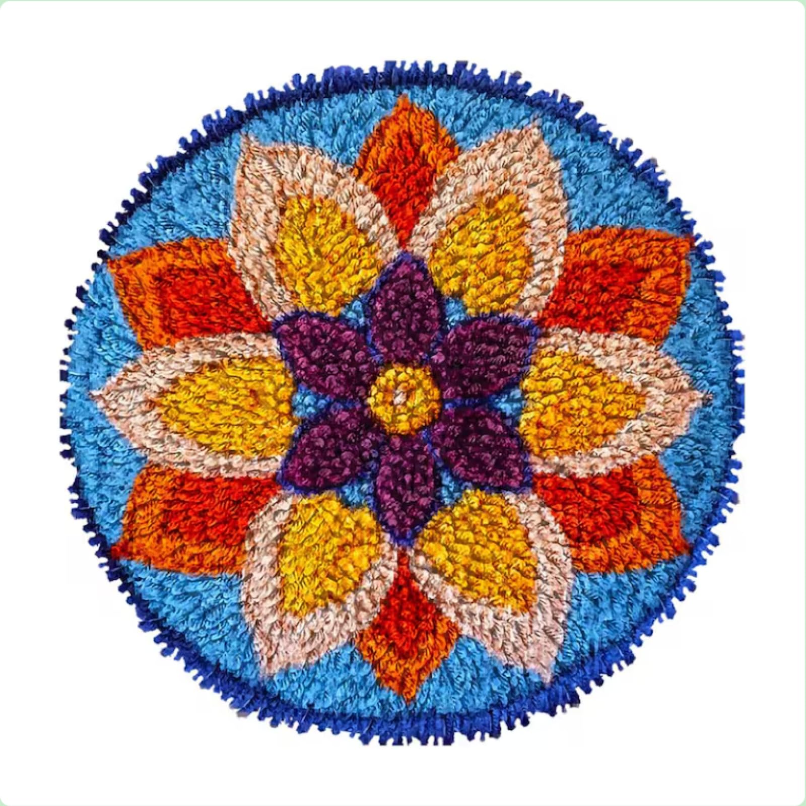 XDEGHUANGSS Latch Hook Rug Kit:Mandala Flower Design