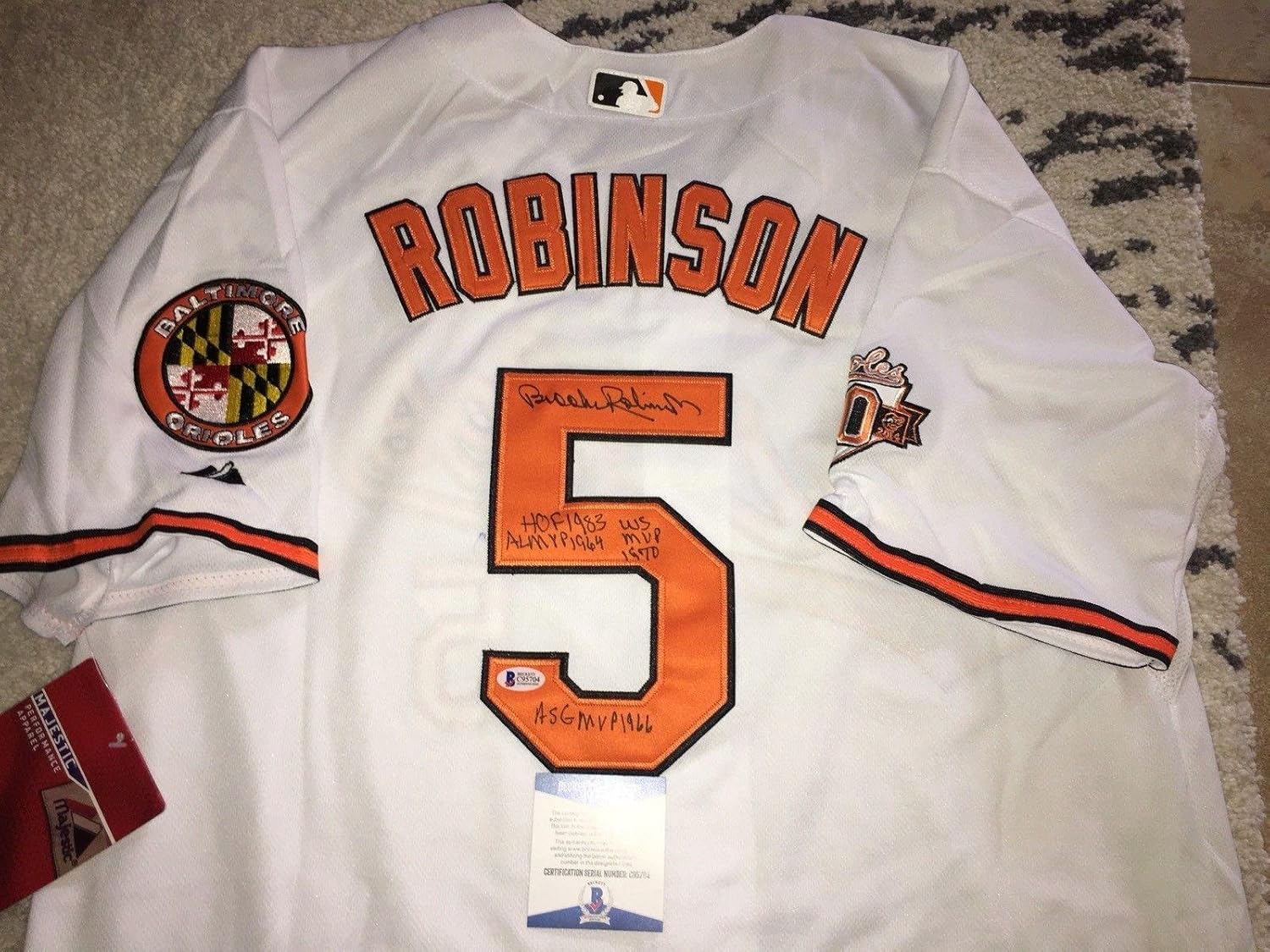Brooks Robinson Signed Jersey HOF 83 WS MVP AL MVP BAS Beckett
