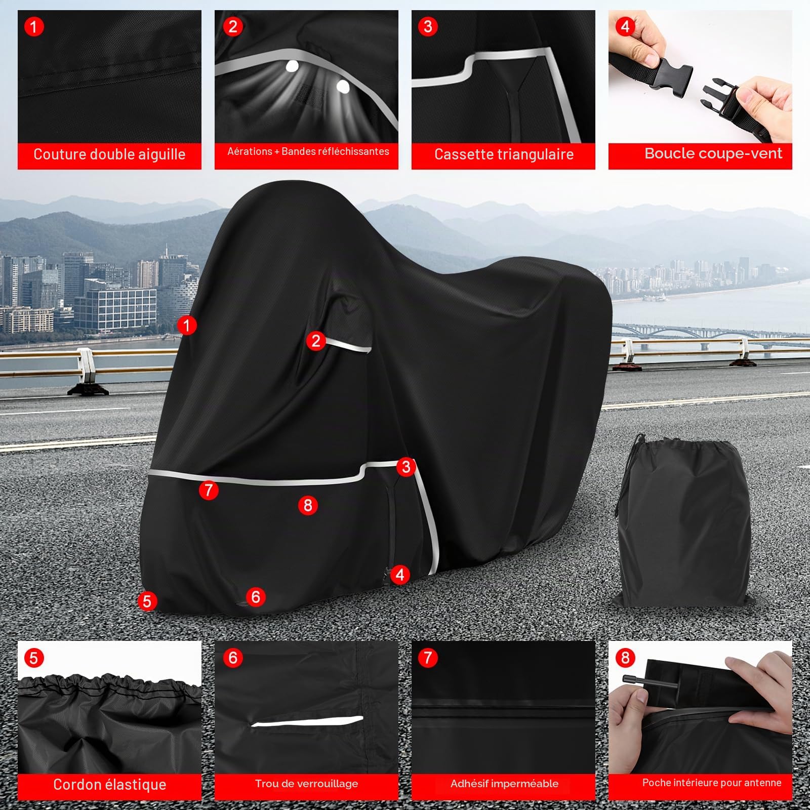Bâche de Protection Moto, pour Piaggio mp3 400/500 (avec Coffre)