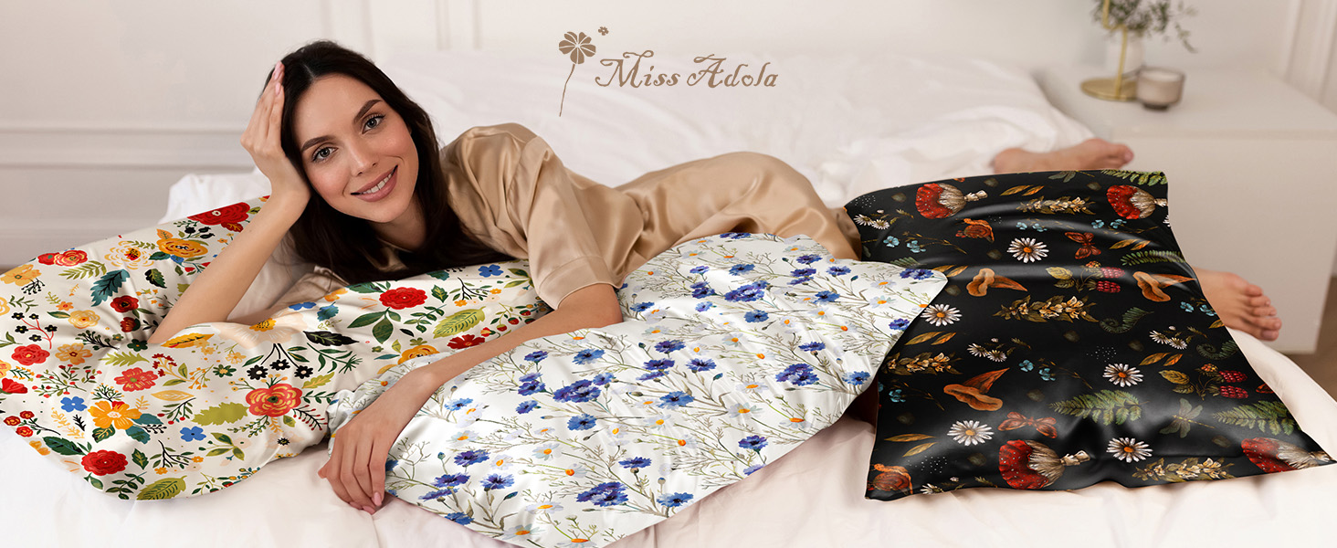 Amazon.com: Miss Adola Silk Pillowcase 2 Pack - Cute Pillow Cases