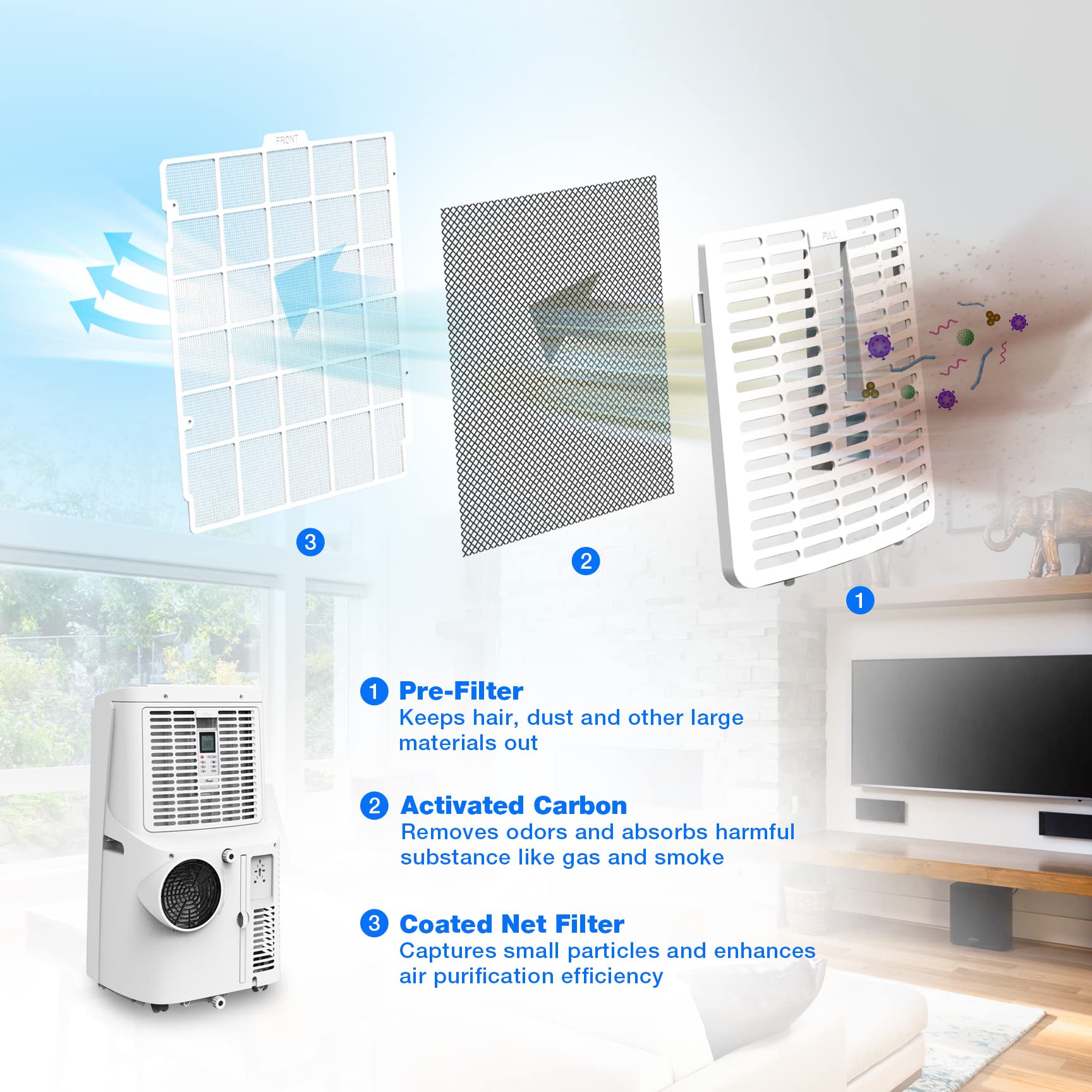 Amazon.com: Rosewill Portable Air Conditioner 12,000 BTU, 4-in-1: AC, Fan,  Dehumidifier u0026 Heater, Remote Control, Self-Evaporation, Up to 300 Sq.Ft.,  White - (RHPA-18003) : Home u0026 Kitchen