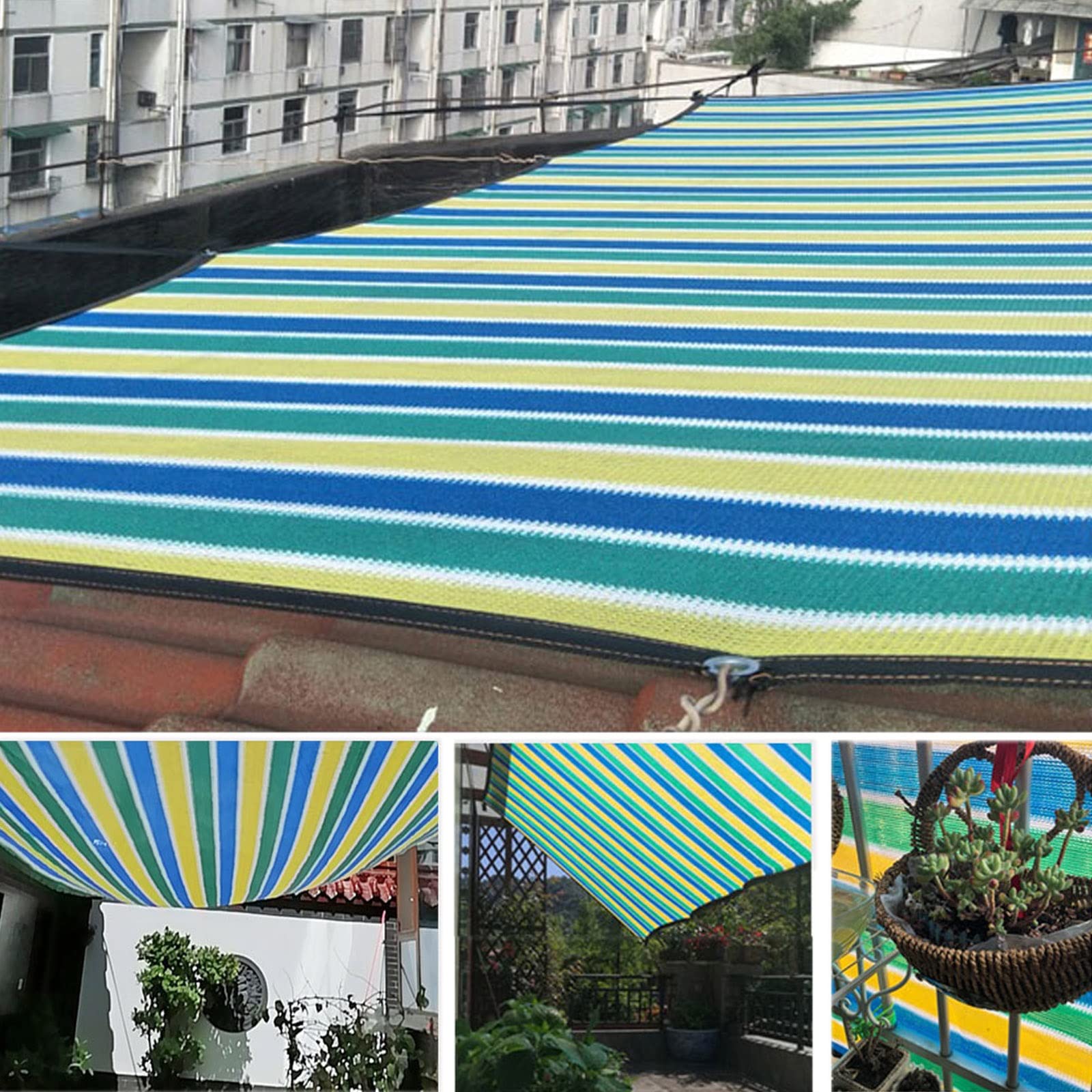 Juego de 2 anillos reculares coloridos de alta calidad, resistentes al viento, bloqueo UV 85% permeable al aire para jardín, balcón y patio, juego Clete Attacent incluido