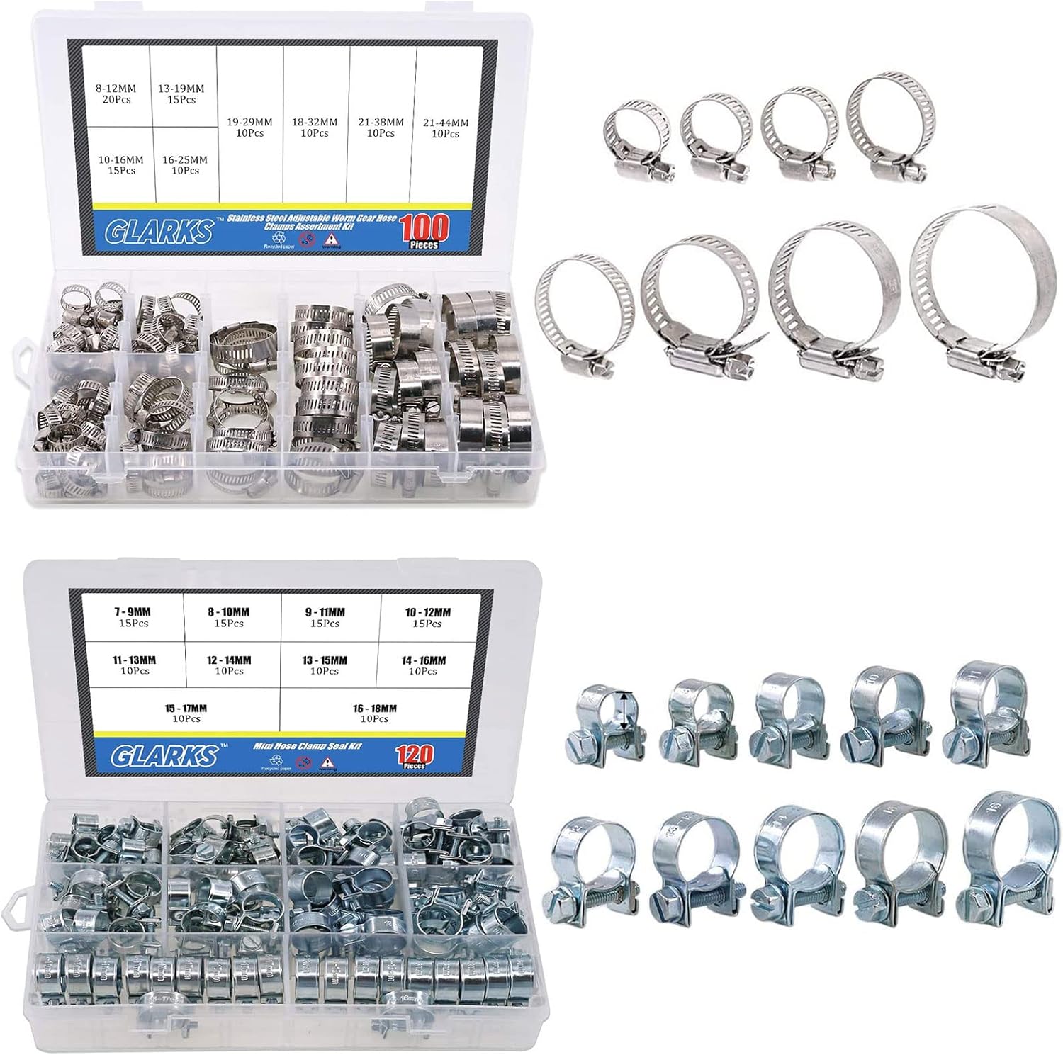 Glarks 100Pcs Adjustable 844mm Range 304 Stainless Steel