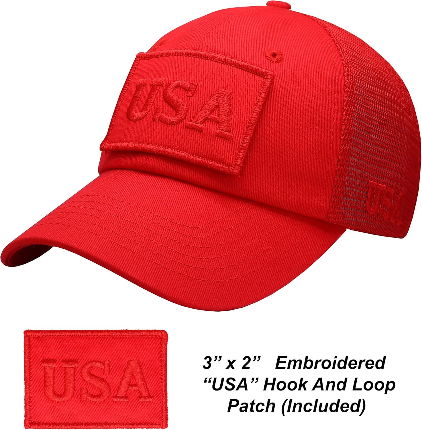 Antourage American Flag Unconstructed Unisex Mesh Snapback Baseball Hat Cap for Men and Women +2 Patriotic Patches Included - Image 2