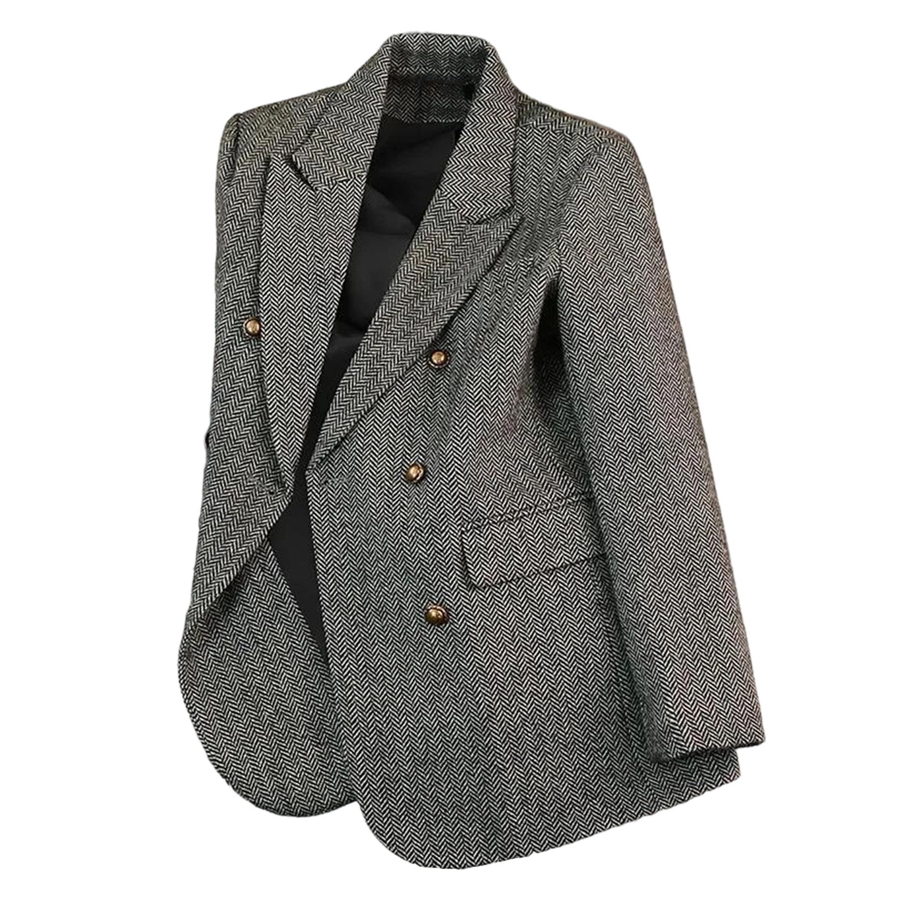 Double Breasted Office Work Blazer for Women Fall Winter Warm Business Casual Suit Jacket Full Lined Professional Attire