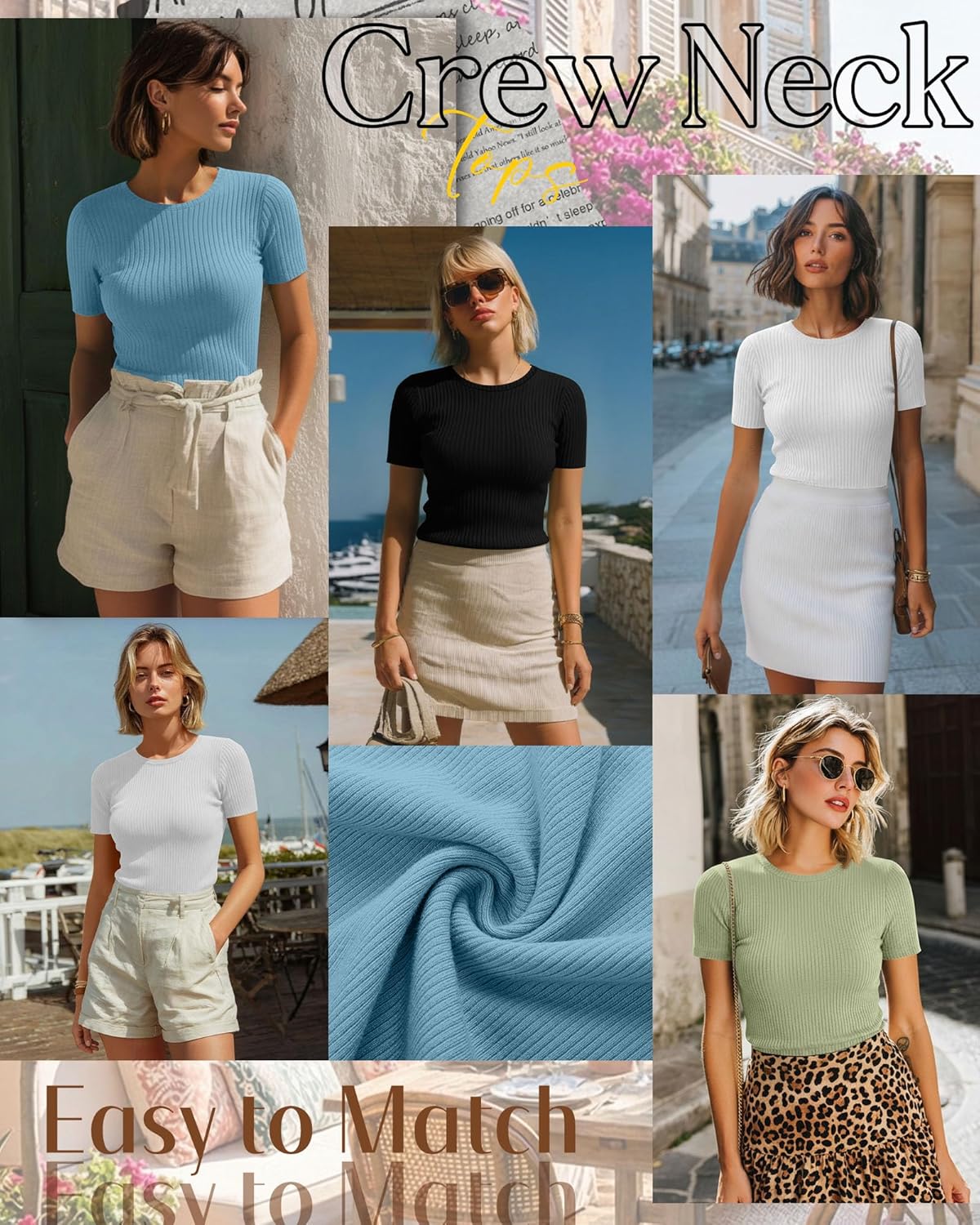 Neer 4 Pack Women's Short Sleeve T-Shirts Cotton Slim Fitted Ribbed Tops Crew Neck Summer Casual Shirt Basic Tight Tees 2026 - Image 4