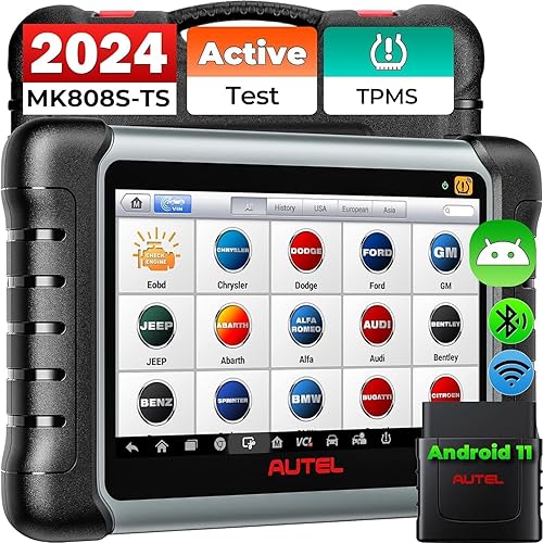 Autel MaxiCOM MK808TS - Escáner de automóvil herramienta bidireccional 2022 con servicio de 28 diagnóstico de todos los sistemas escáner de