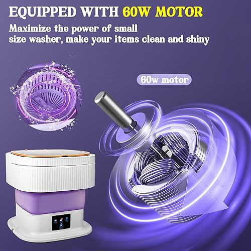 Miniatura 3 de Mini lavadora, lavadora plegable portátil con 3 modos de limpieza, potencia mejorada de 60 W y lavadora de capacidad de 15 L, adecuada para