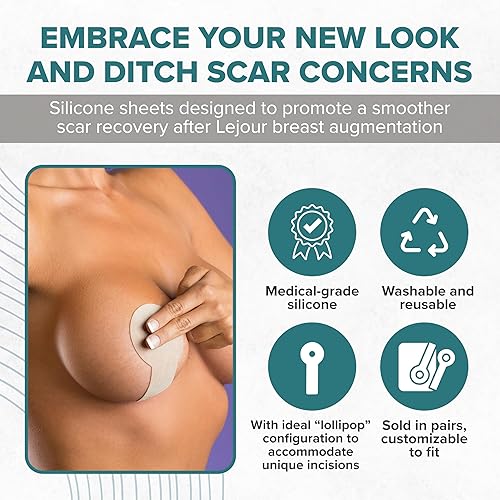 Miniatura 2 de EpiDerm Areopexy - Láminas de silicona para cicatrices, reutilizables, lavables y personalizables, forma de piruleta, ideal para el aumento de