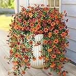 Artificial Fall Fake Flowers for Outdoor Fall Decoration,2 Pcs Faux Hanging Flowers Outdoor Fall Decor,UV Resistant Look Real Faux Mums Silk Flower for Outside Home Porch Patio Yard Balcony Planter