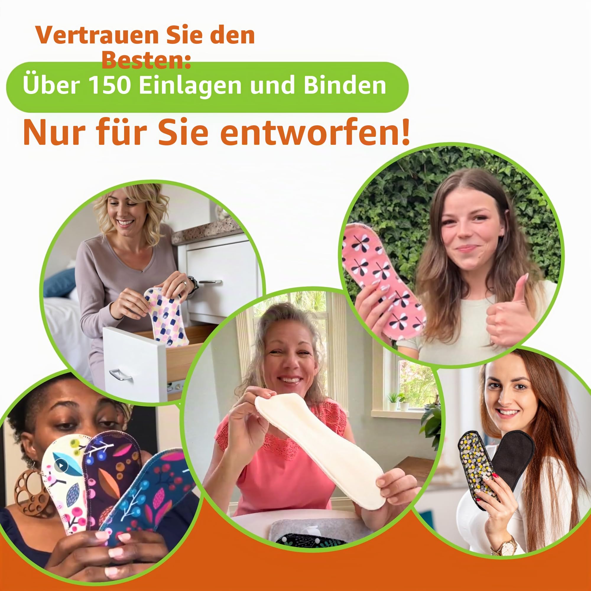 Natissy Bio-Baumwolle Slipeinlagen für Frauen und Teenager, Waschbar, Weich, Atmungsaktiv, Hautfreundlich und Wiederverwendbar - 7er-Set Größe M - Made in EU