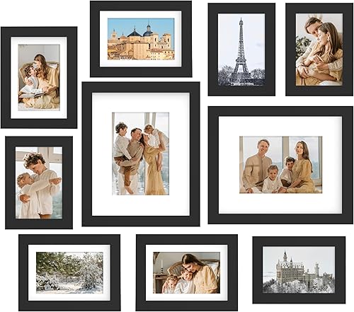 Vista 50 de FrameWorks Paquete de 2 portarretratos de 12 x 16 pulgadas con mate a 8 x 12 pulgadas, color negro, marco de fotos clásico de madera con vidrio