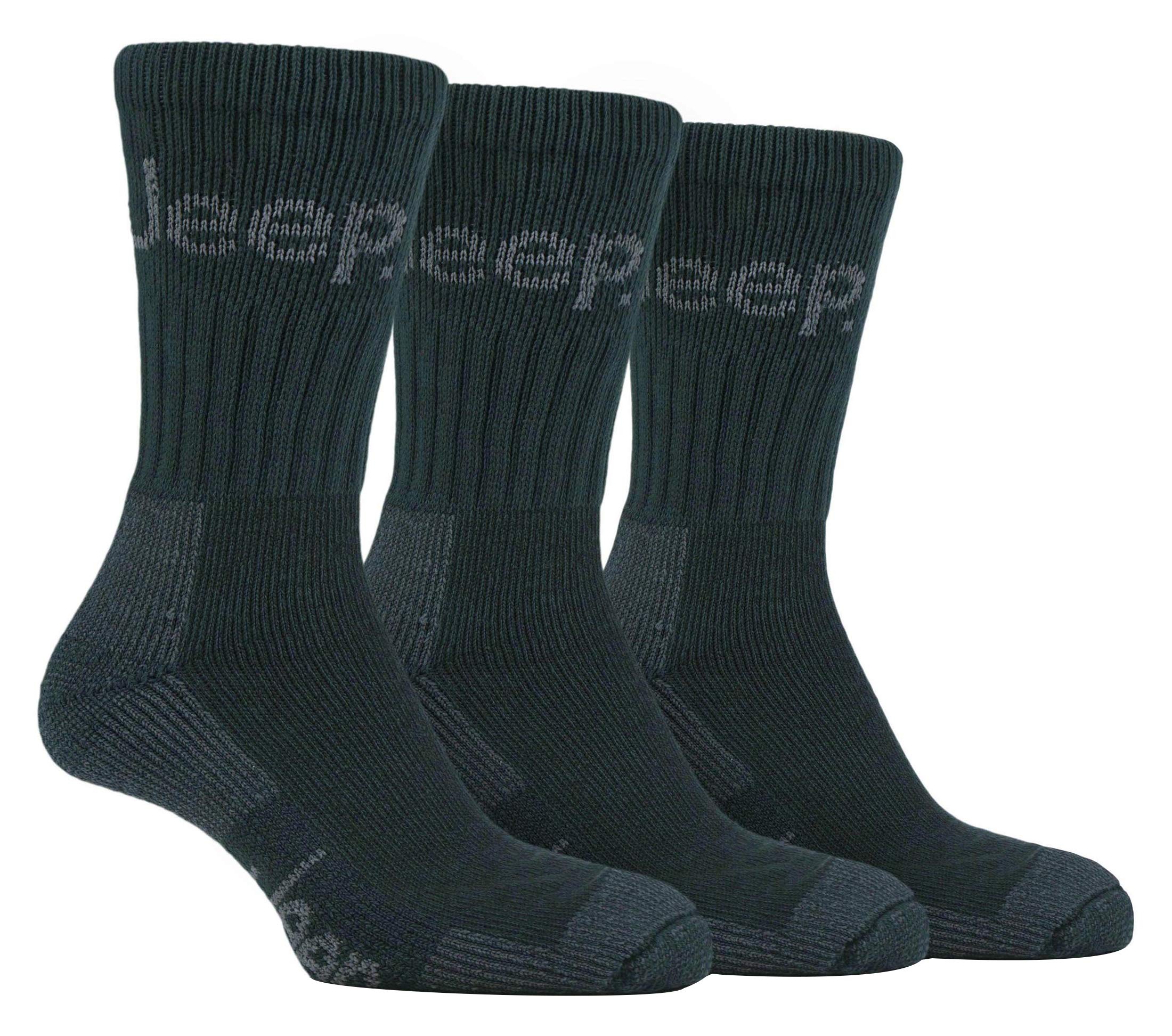 Jeep Men's Green 3 Pairs Terrain Walking Socks Size 6-11 Uk 39-45 Eur (Forest )