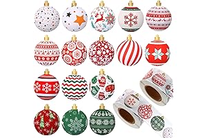 Pack of 1000 Festive Christmas Ornament Roll Stickers