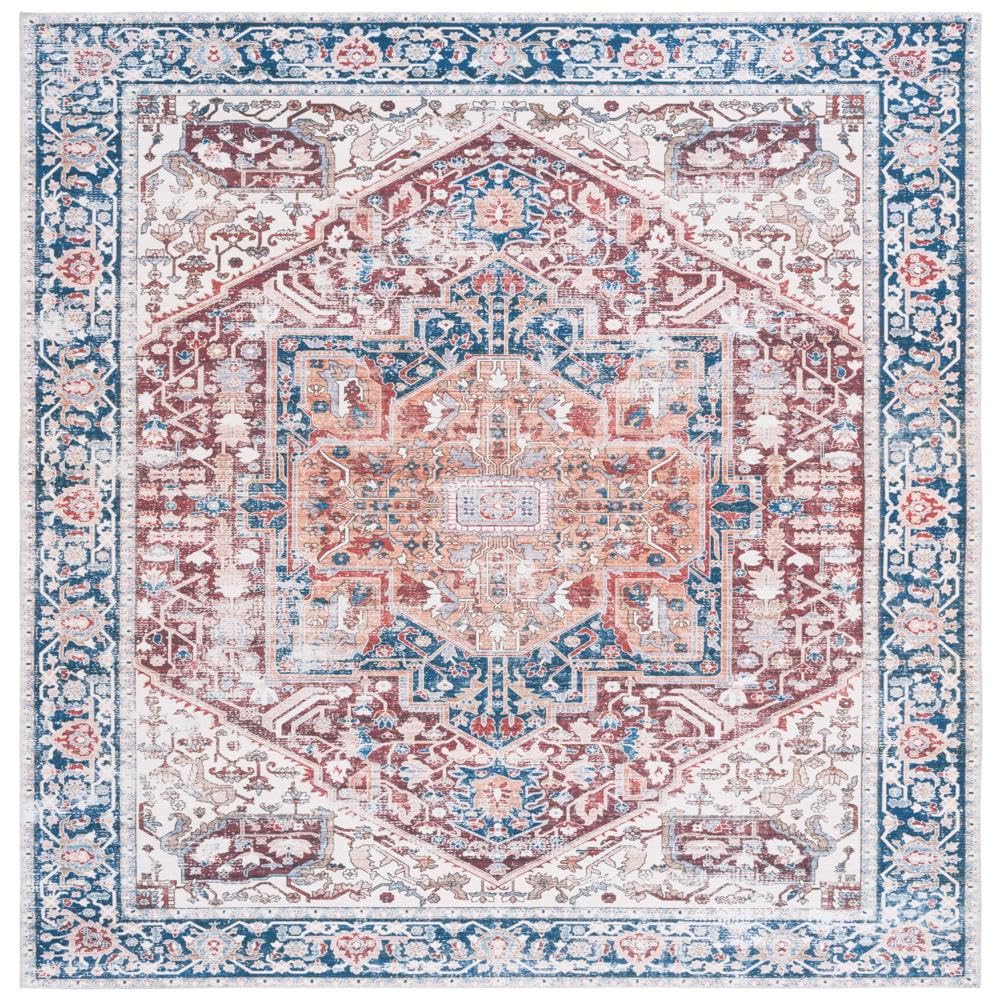 Tapis de sol vieilli Arizona rouge et marine 240x300 cm lavable