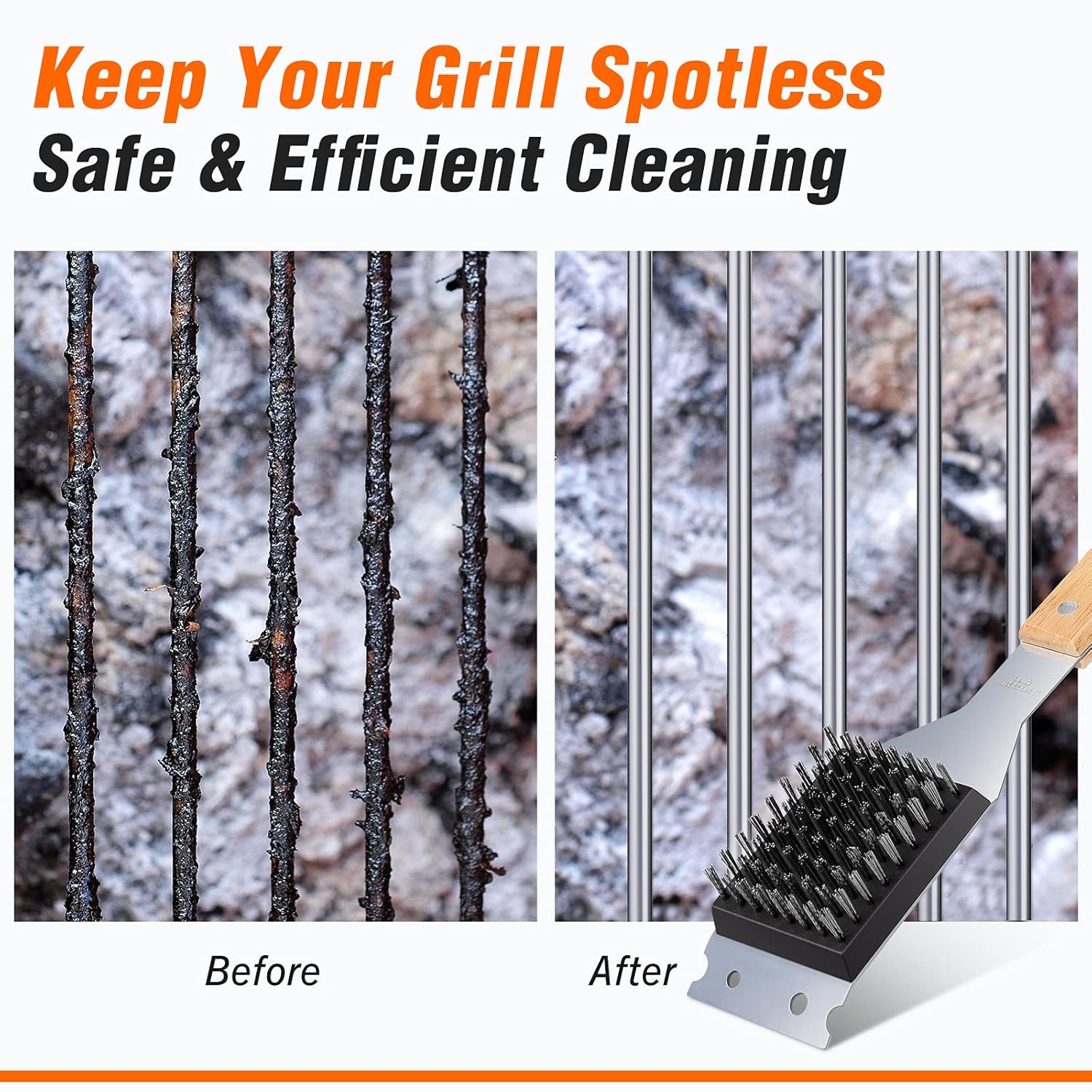 BBQ Cleaning Brush, SIMPLETASTE Grill Brush and Scraper, Durable & Effective, Include Extra Stainless Steel Bristles Head for Replacement : Patio, Lawn & Garden