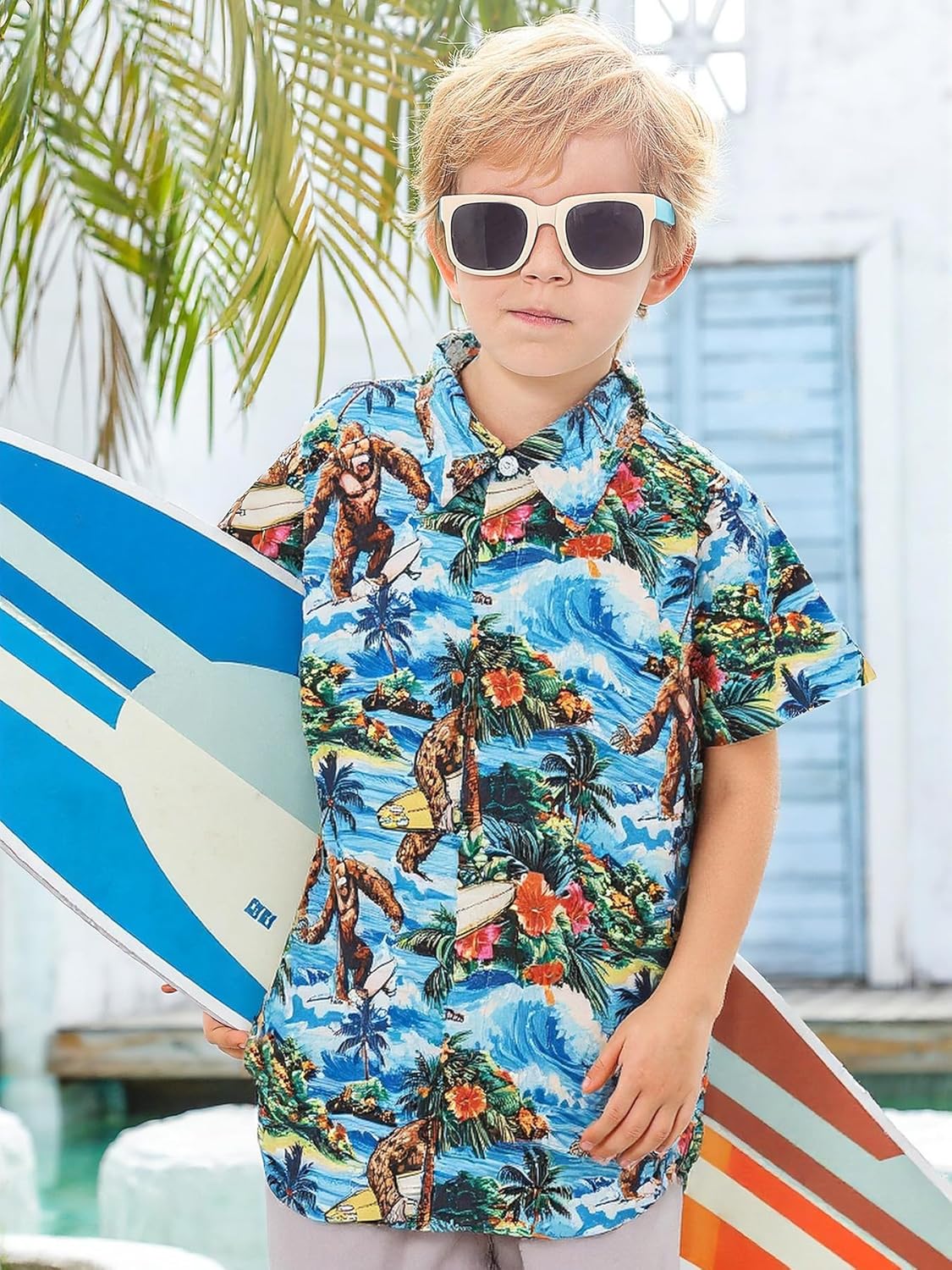 2-10T Boys Novelty Hawaiian Short Sleeve Button Down Dress Shirt - Image 2