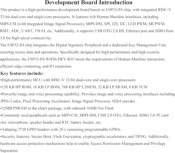 لوحة تطوير AI ESP32-P4-WIFI6-DEV-KIT، استنادًا إلى ESP32-P4 وESP32-C6، تدعم Wi-Fi 6 وBluetooth 5/BLE 5، وواجهات غنية بين الإنسان والآلة، وتدعم تفاعل الكلام بالذكاء الاصطناعي، مع مكبر الصوت