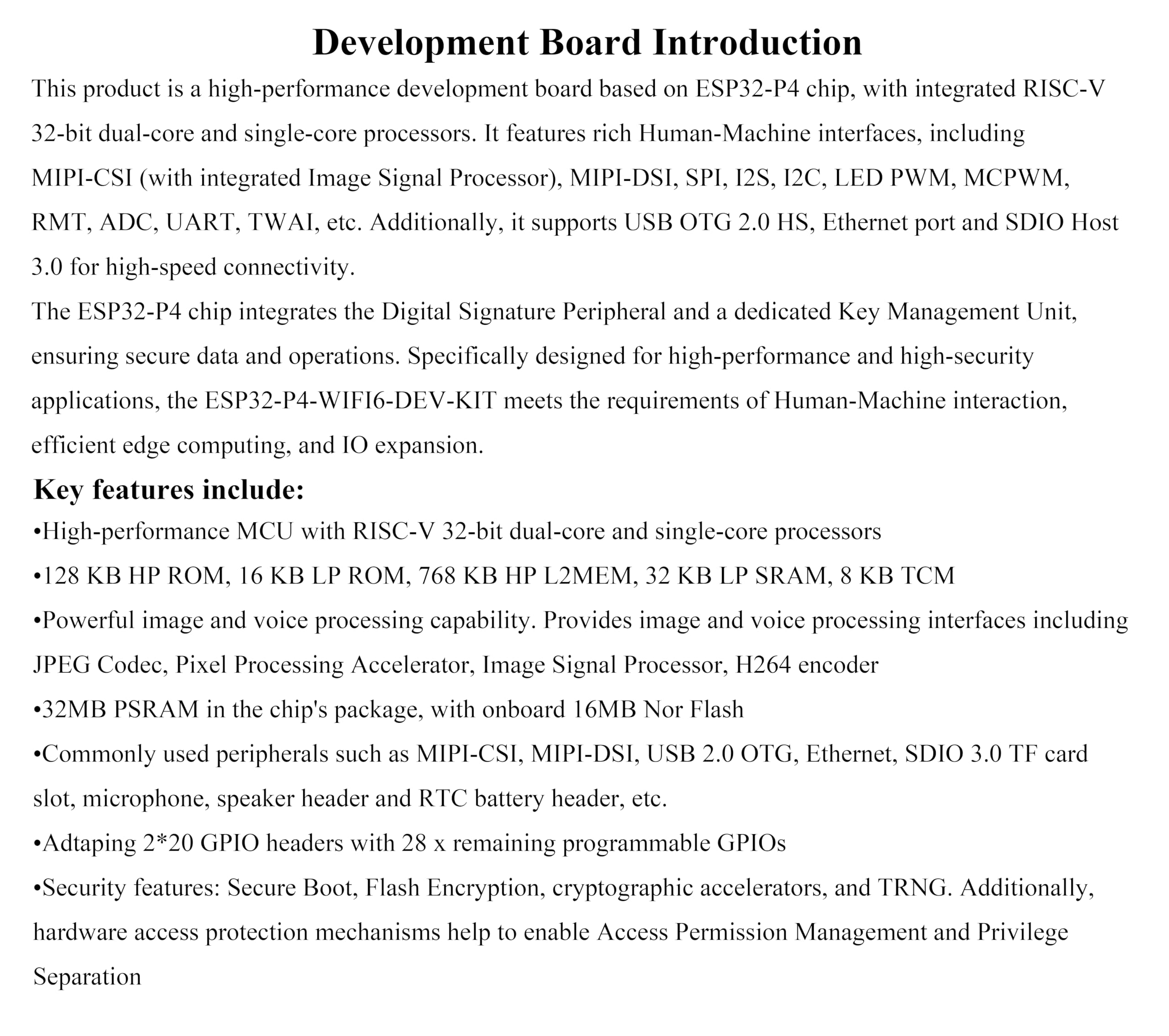 AI ESP32-P4-WIFI6-DEV-KIT Dev Board, Based On ESP32-P4 and ESP32-C6, Supports Wi-Fi 6/Bluetooth 5 / BLE 5, Supports AI Speech Interaction, with Camera, Speaker, 10.1inch DSI Touchscreen,14 Items