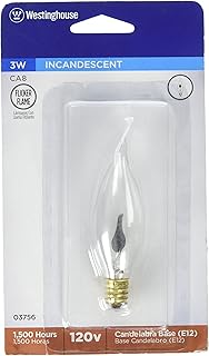 Westinghouse 03756 Clear Flicker Flame Shaped Light Bulb 3 W Candelabra 3-7/8 Carded, 1 Pack