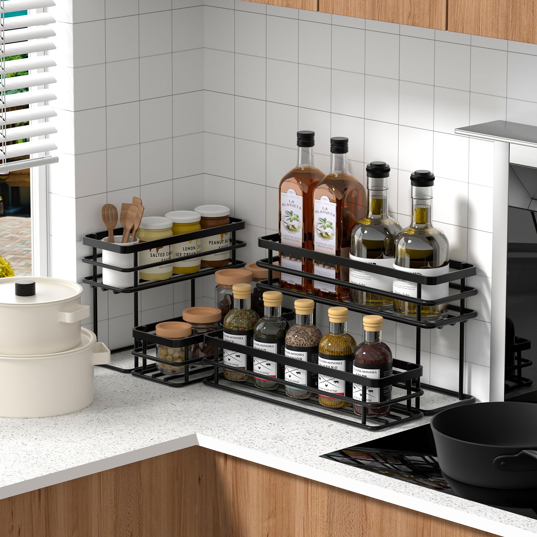 Snapklik.com : 8 Bottle Coffee Syrup Organizer Rack, 2 Tier Spice Rack ...