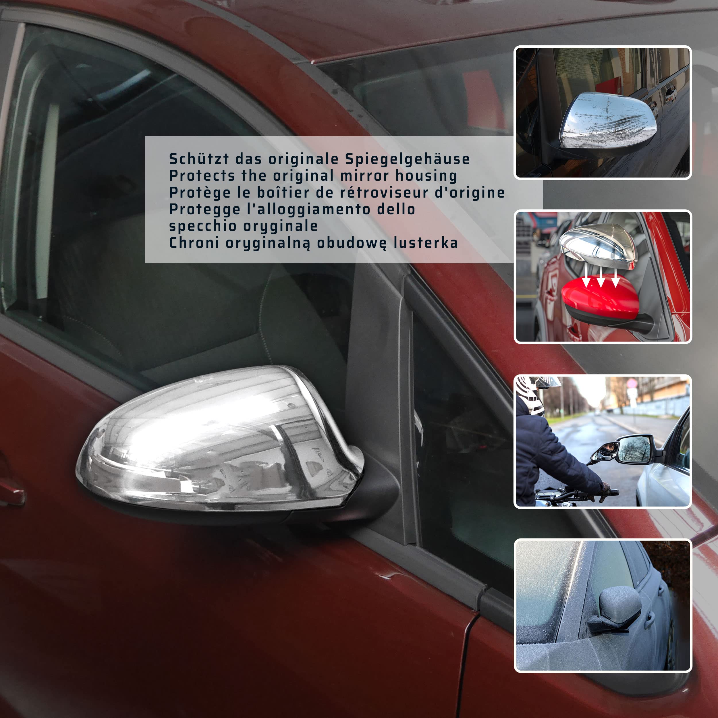 CHROMEMASTER | Nakładki na Lusterka Zewnętrzne | Kompatybilne z Opel Astra P10 Sedan 2010-2015 | Stal nierdzewna; Osłony Lusterek to Niepowtarzalny Wygląd Auta i Ochrona Przed Uszkodzeniem