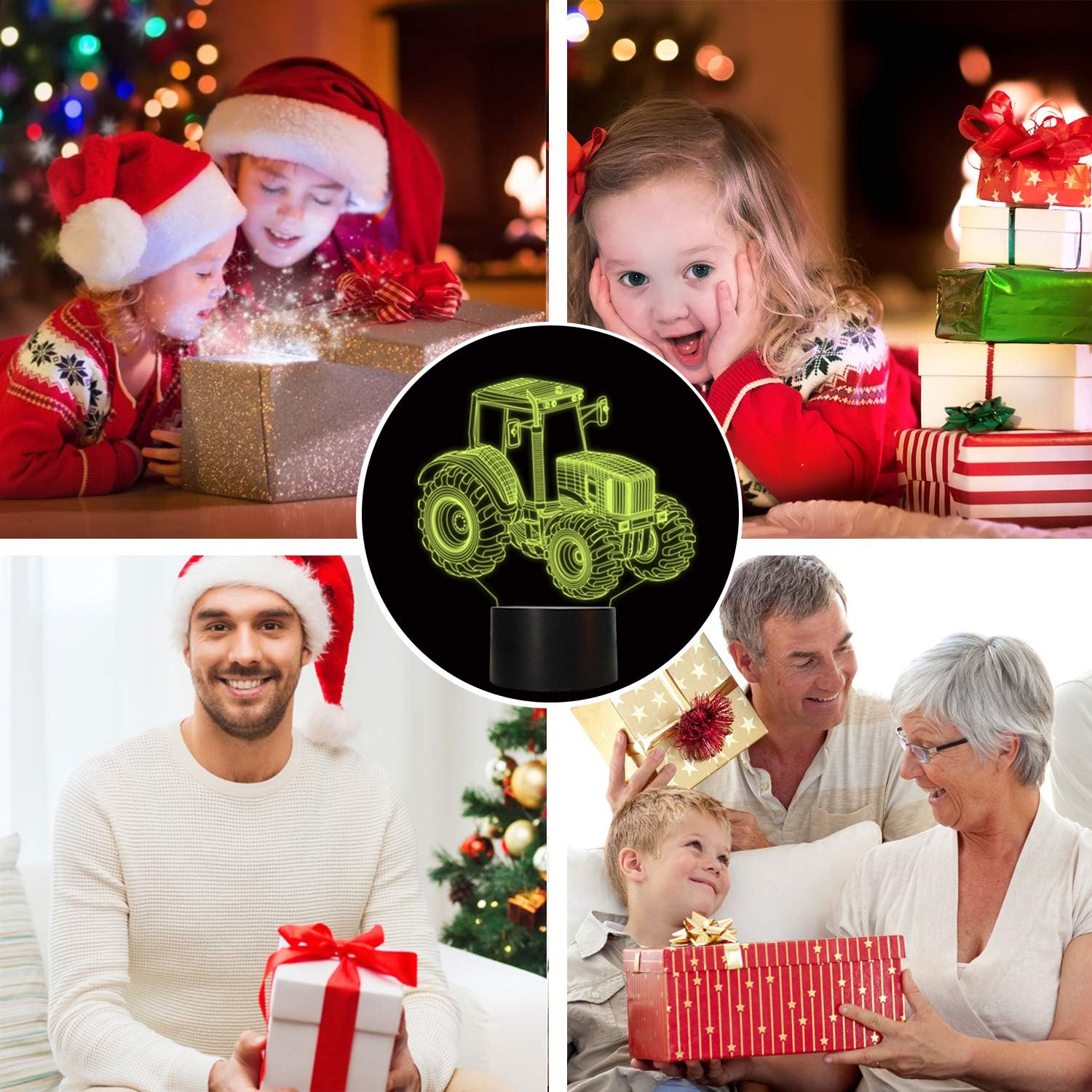 3D Illusion Lamp, Tractor Car 3D Night Light for Kids with 16 Colors Changing Remote Control, Bedroom Decor Creative Birthday Gifts for Boys Kids Baby