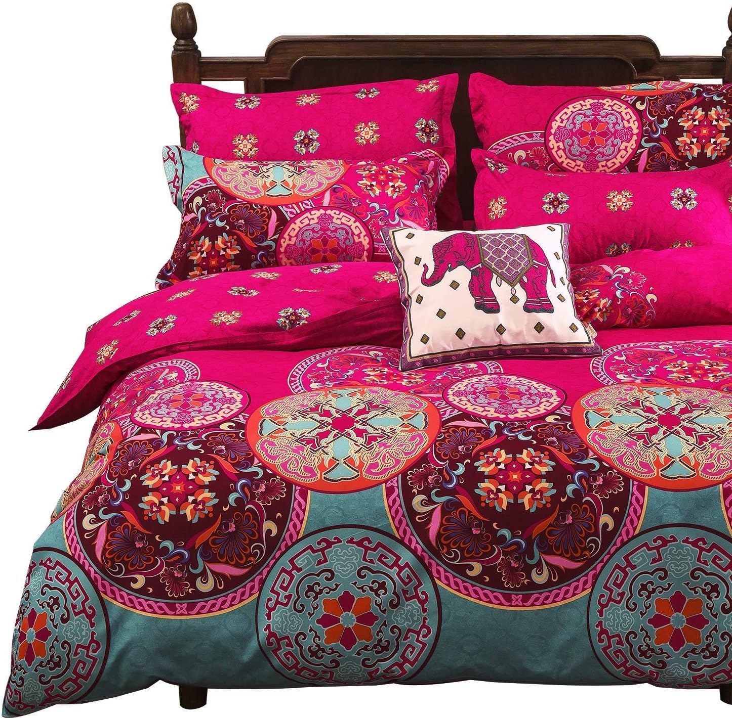 Vaulia Lightweight Polyester microfiber Duvet Cover Set, Floral Print Pattern Design, Full Queen Size