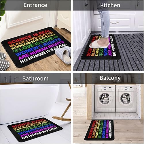 Miniatura 5 de Front Porch Mat Outdoor Science is Real Black Lives Matter BLM Love Rainbow Mat Winter Mat Dorm Room Accessories (Size : 65X90CM)