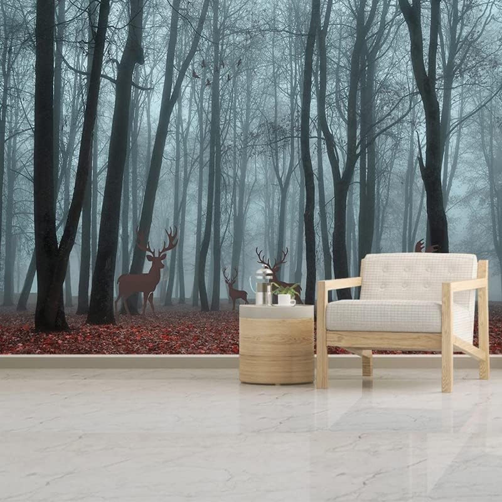 Papier peint 3D intissé élan de la forêt XLMING pour salon et chambre - 150x105 cm
