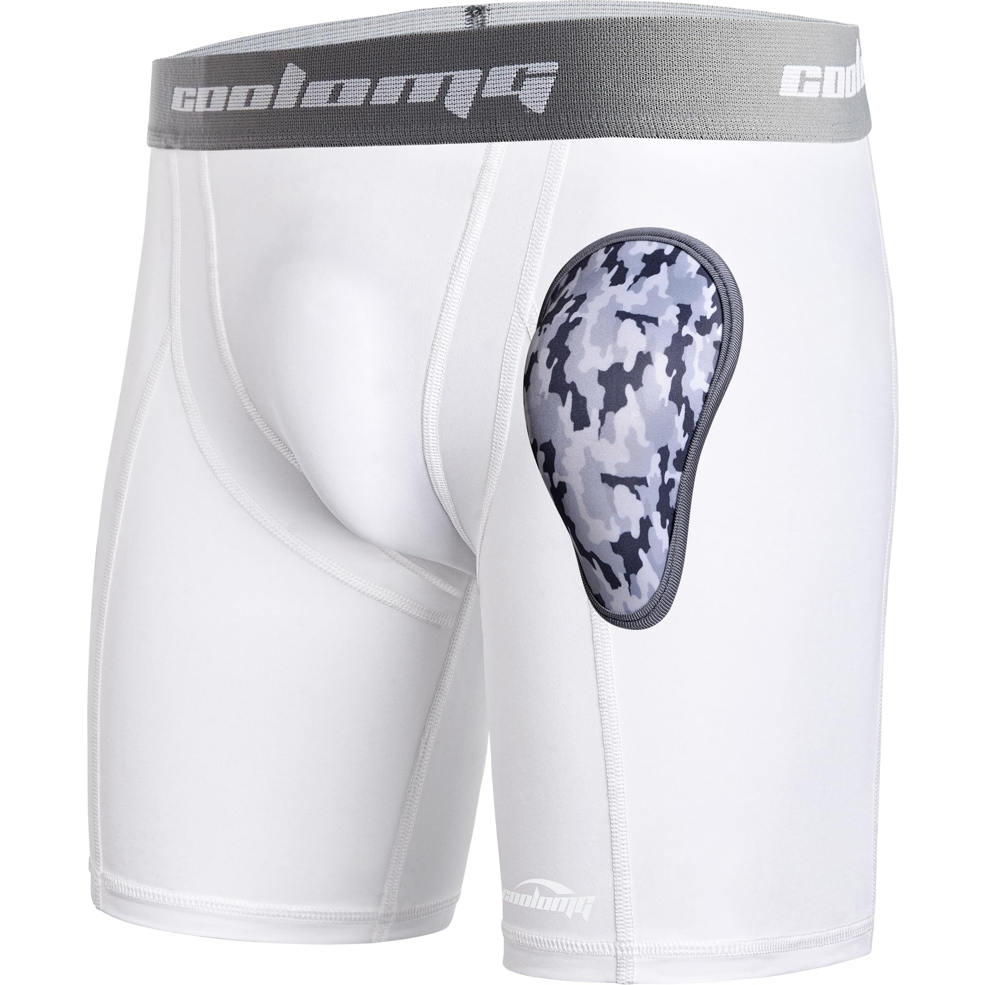 COOLOMG Mens Compression Shorts with Cup Baseball Football