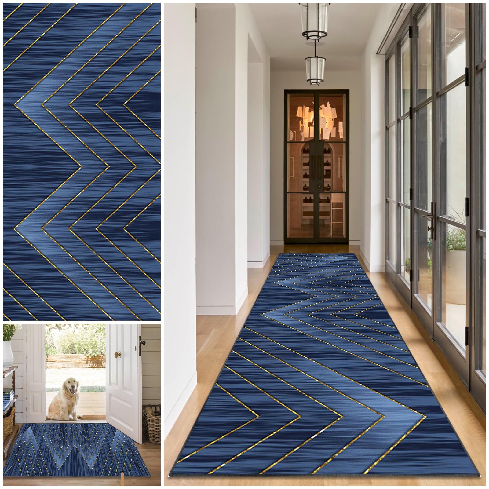 Runner Rugs for Hallway Washable Kitchen Rugs 120 x 180 cm Hall Runners Non Slip Long Kitchen Runner Rug Absorbent Floor Carpet Area Rug Door Mats Carpet Runner for Hallway Entryway Laundry Room — image 1