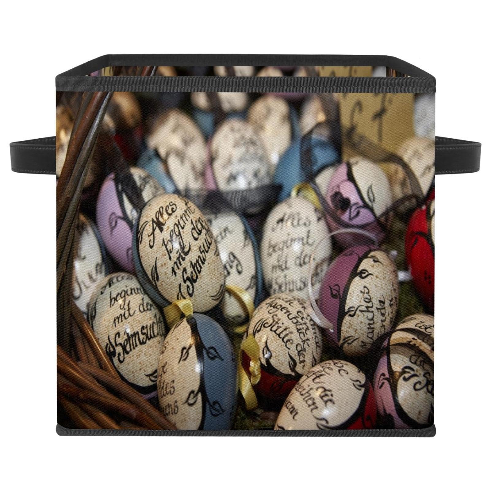 Boîte cube de rangement pliable pour vêtements et livres motif Œufs de Pâques