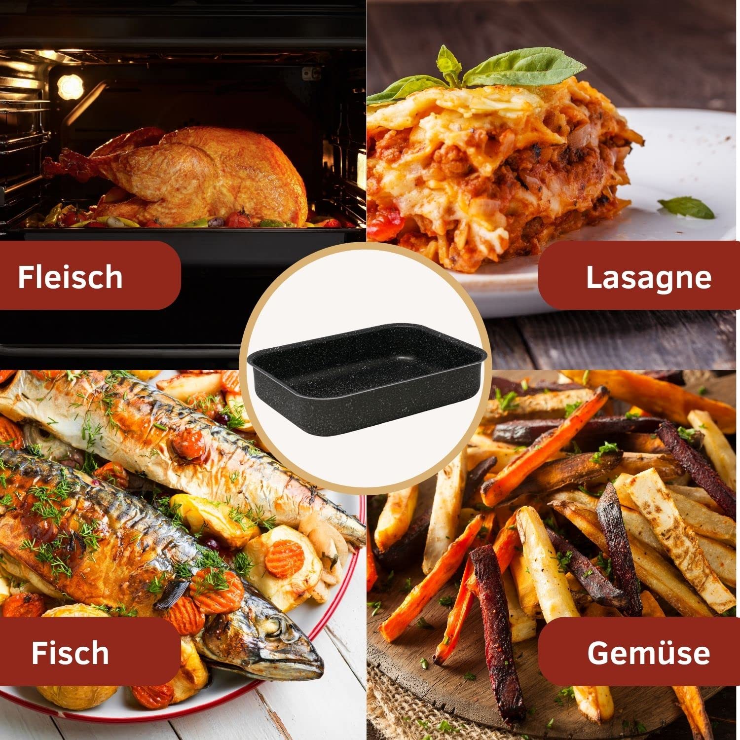 NAMAI - Auflaufform 40cm x 28cm - Lasagne Auflaufform - Geeignet Für Die Spülmaschine - Made In Italy -Aluminium
