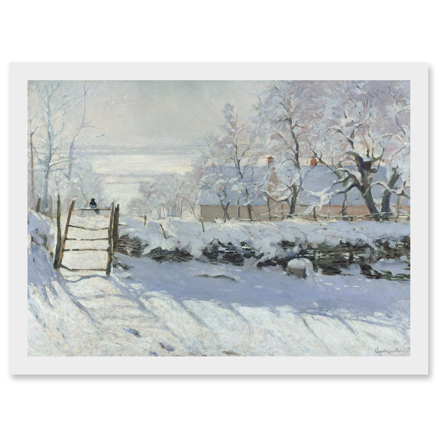 Artery8 Claude Monet Magpie Old Master Art A4 Artwork Framed Wall Art Print