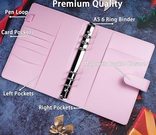 Miniatura 5 de Carpeta de tarjetas A5 con 30 páginas para tarjetas de 4 bolsillos, álbum de 6 anillos con 240 ranuras para tarjetas, cubierta de piel sintética con