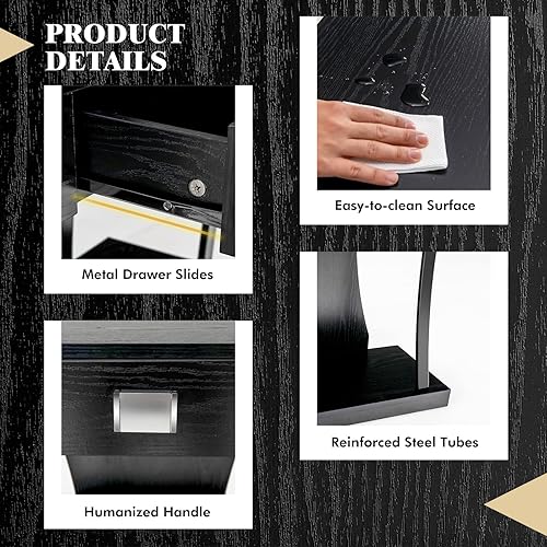 Miniatura 15 de LDAILY Mesa de entrada pequeña, mesa de sofá de 3 niveles con cajón de almacenamiento y estantes, mesa estrecha detrás del sofá, mesa consola