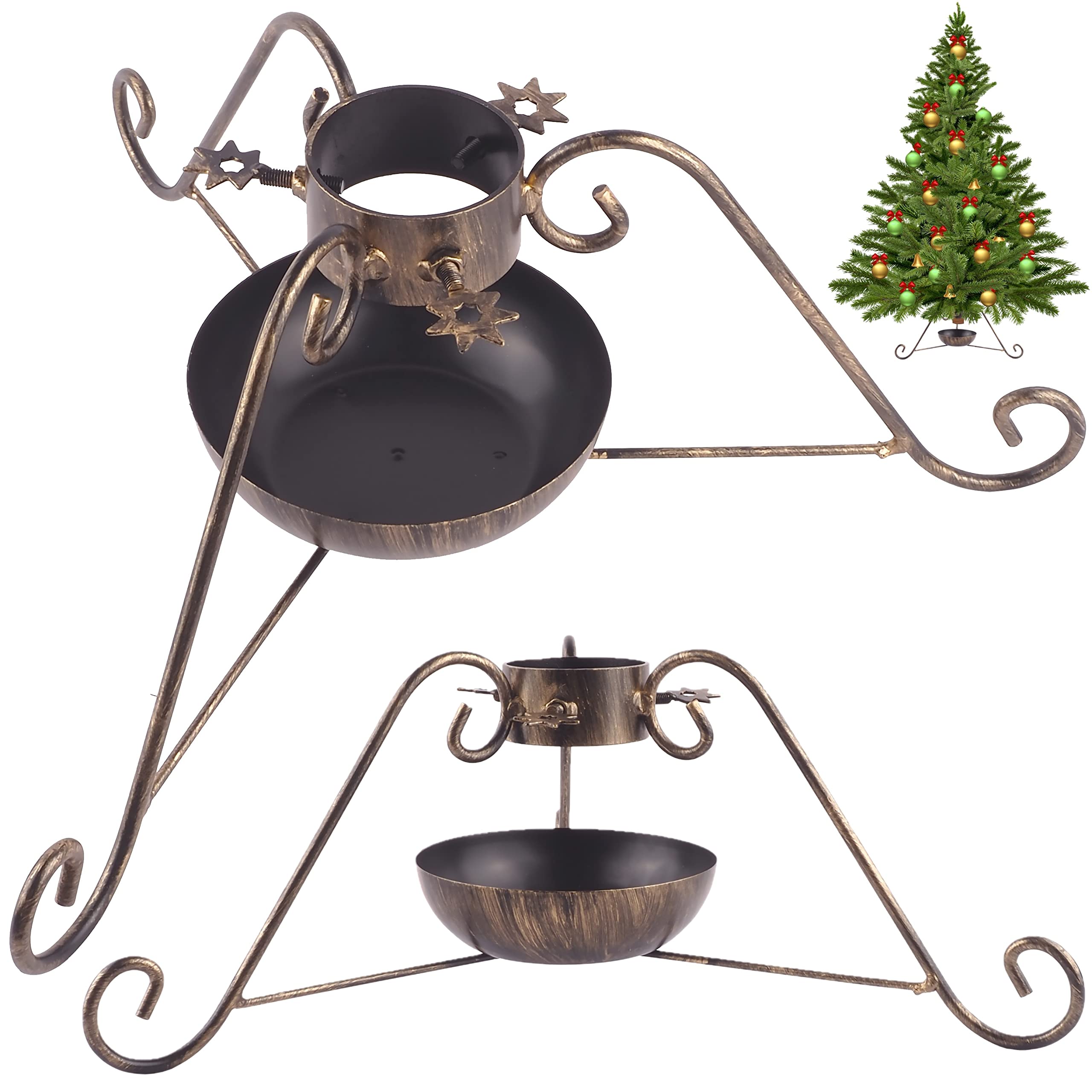 Weihnachtsbaumständer mit Wasserbehälter Stabiler Christbaumständer aus robustem Metall für Bäume, Moderner Geschmiedetes Tannenbaumständer für Weihnachtsbaum Dekoration