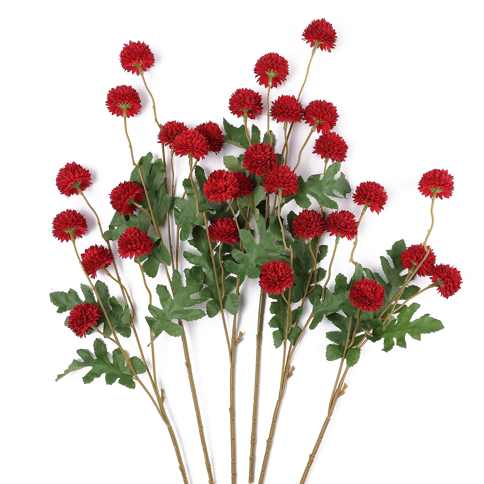 6er-Pack kleine künstliche Chrysanthemen mit Stielen, Seidenblumen-Deko