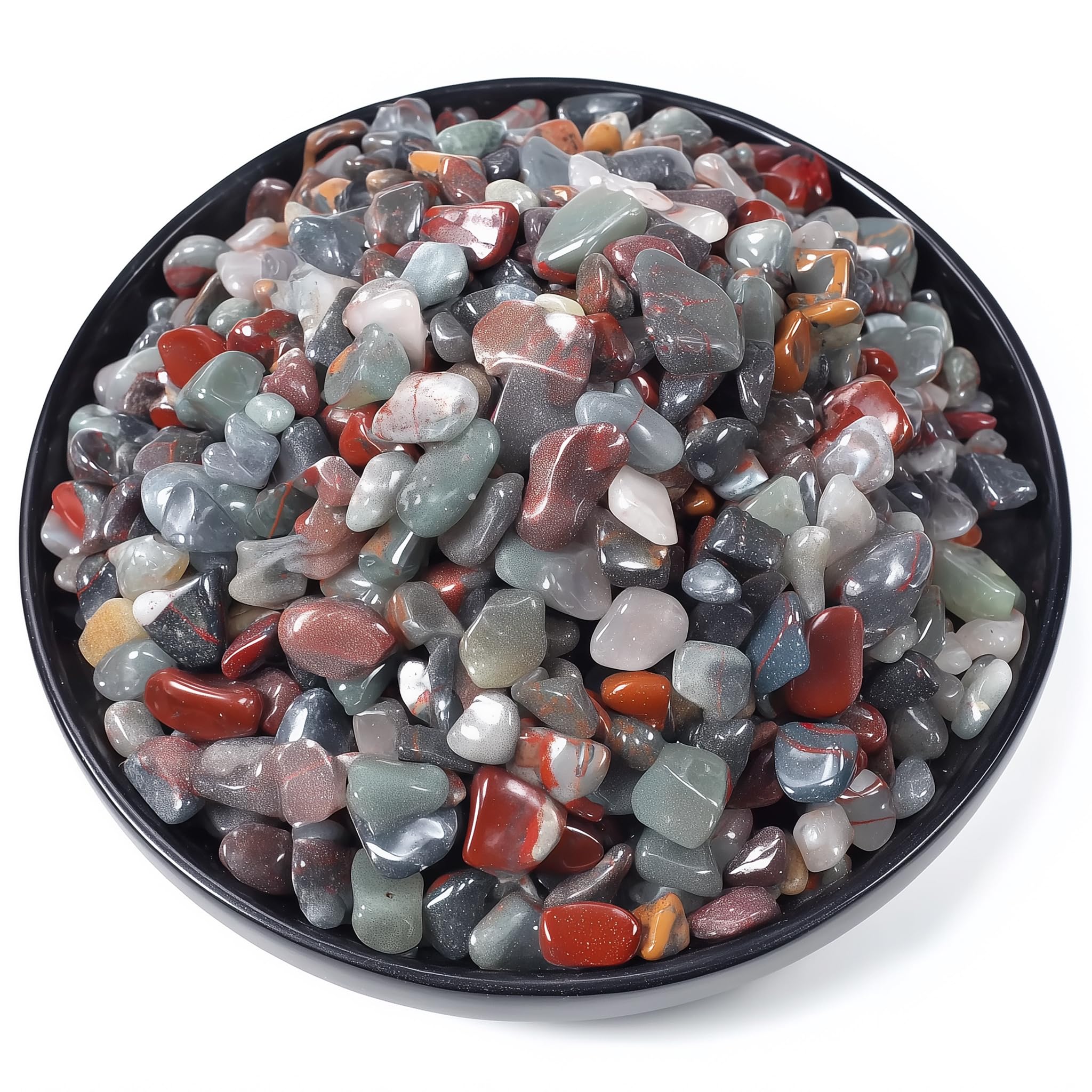 Polished South African Blood Jasper Crystal Chips 200 Pcs - 0.3" 10 oz Tumbled Stone Chips Crushed Sea Glass Stones Healing Reiki Crystal Making Home Decoration
