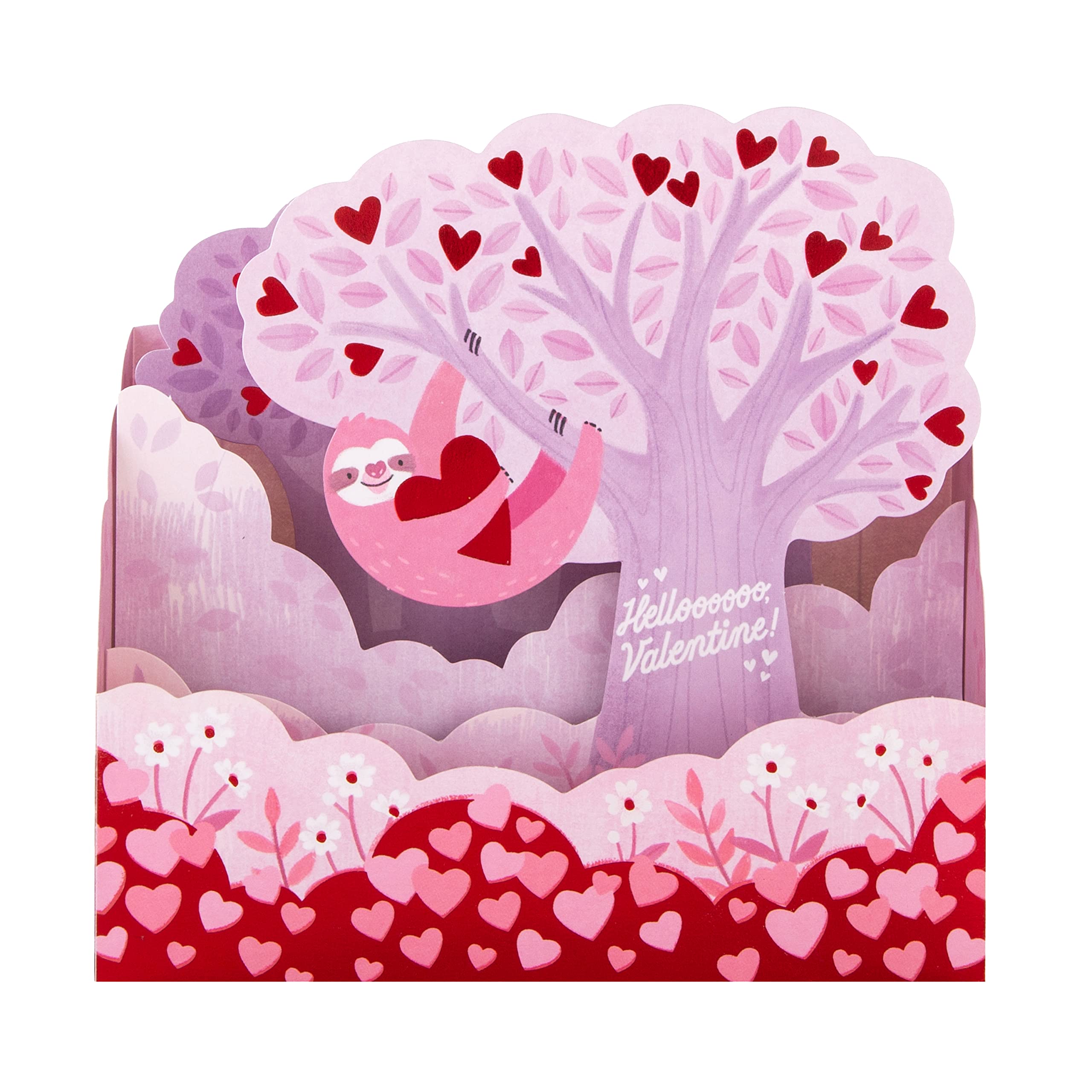 Hallmark Kartka walentynkowa Pop Up - papier cudowny leniwiec wzór różowy 25565669
