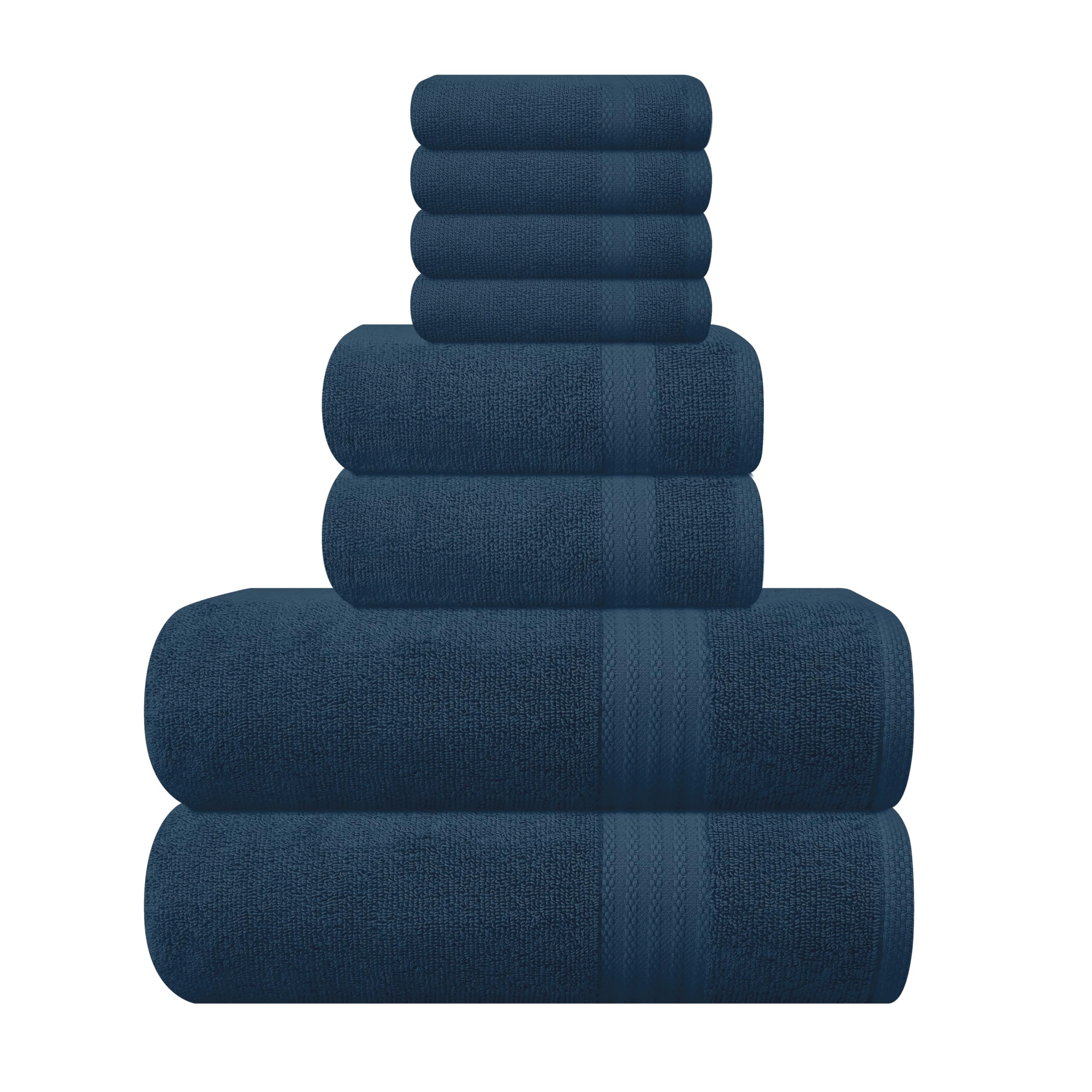 GLAMBURG Ultra Soft 8-Piece Towel Set - 100% Pure Ring Spun Cotton, Contains 2 Oversized Bath Towel 27x54, 2 Hand Towel 16x28, 4 Wash Cloths 13x13- Ideal for Everyday use, Hotel &amp; Spa - Mineral Blue