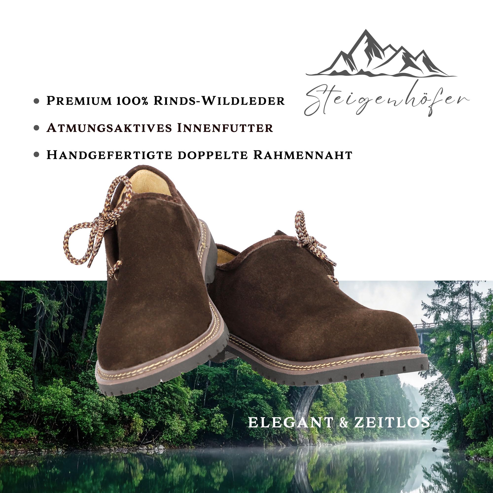 Steigenhöfer Trachtenschuhe Herren - Haferlschuhe für Männer - Florian - Echtes Wildleder - Optimale Passform und traditionelles Design - Echtleder Herrenschuhe fürs Oktoberfest und Feierlichkeiten