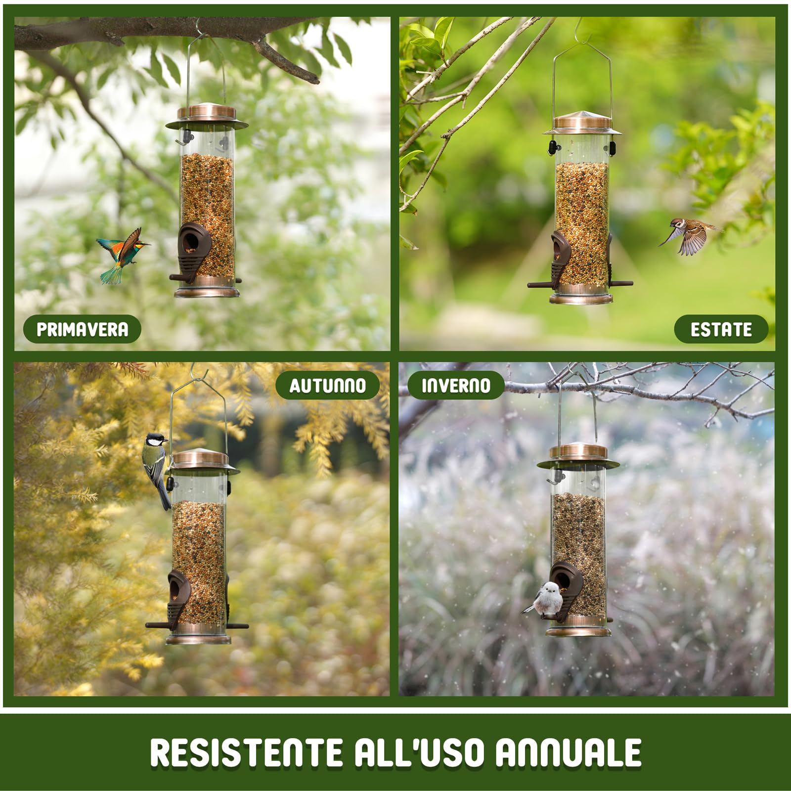 Mangiatoia Per Uccelli Selvatici Da Appendere - 0.8 Lbs, Impermeabile, Per Balcone E Giardino - Foto 13