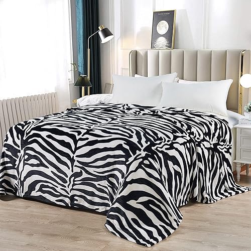 Manta de cama de franela de vellón con estampado de animales con bolsa de almacenamiento, portátil, de lujo, suave, ligera, transpirable, para cama