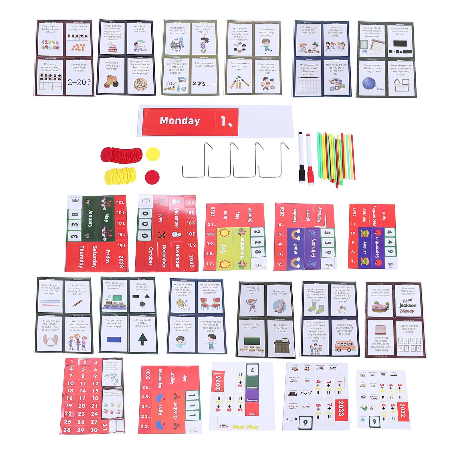 Generic Kieszonkowy Wykres Klasowy Kalendarz Matematyczny dla Przedszkolaków Wizualne Narzędzie do Nauczania dla Klas K 3 i Nylonowego Materiału do Edukacji Specjalnej