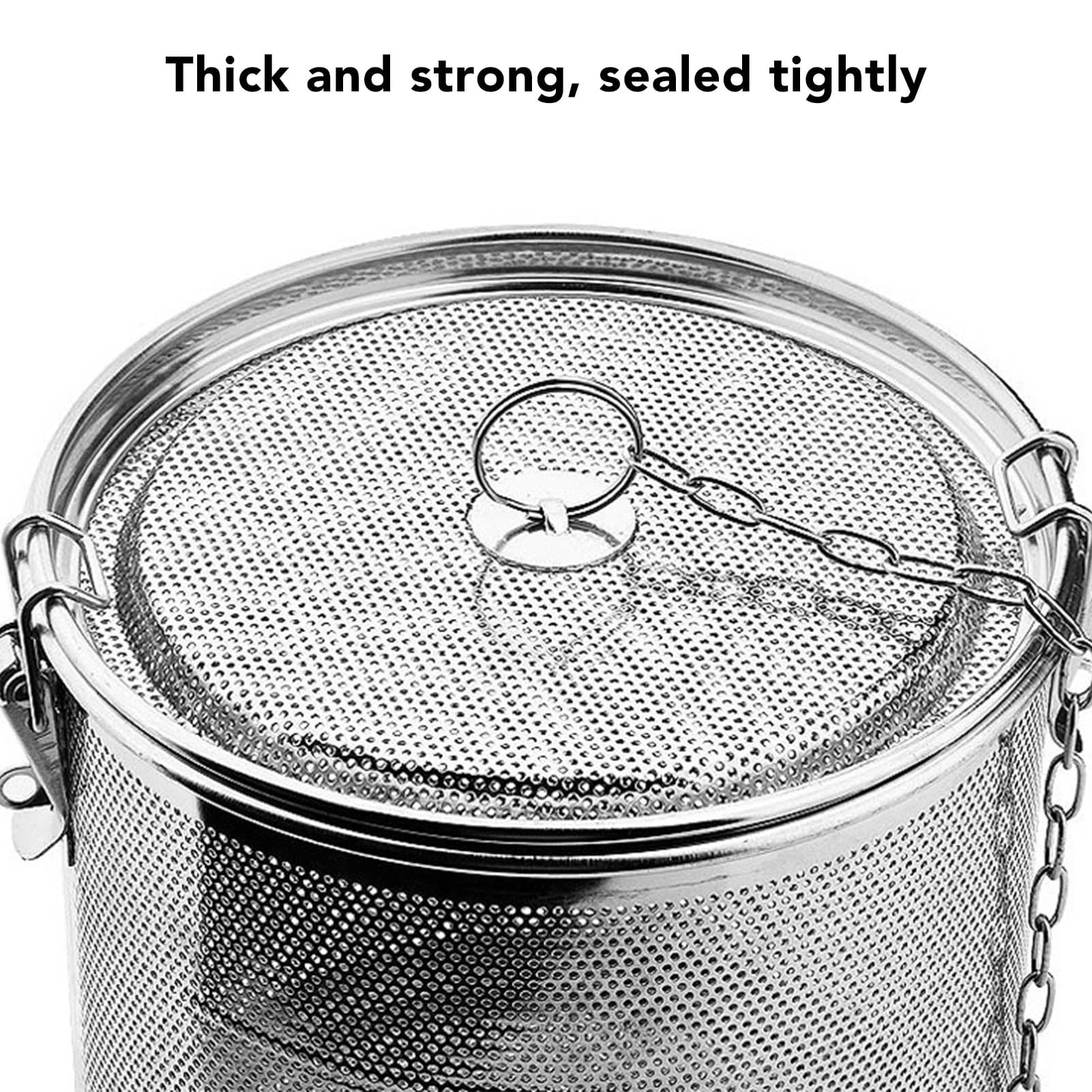 Tissting Filtro de Té 4.3L Acero Inoxidable con Cadena Colgante - Infusor de Té y Especias para Cocina, 17x17.5 cm, Diseño a Presión y Superficie Pulida, Ideal para Uso Doméstico y Restaurantes