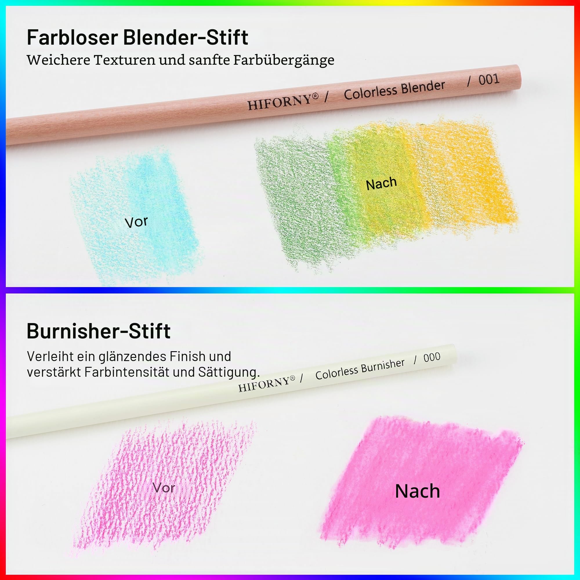 HIFORNY Set von 128 Buntstiften für Erwachsene – 120 weiche Buntstifte mit Skizzenbuch, Malbuch, Mischer, Brunissoir, Radiergummi, Spitzer und Farbtontabelle – in einem Etui