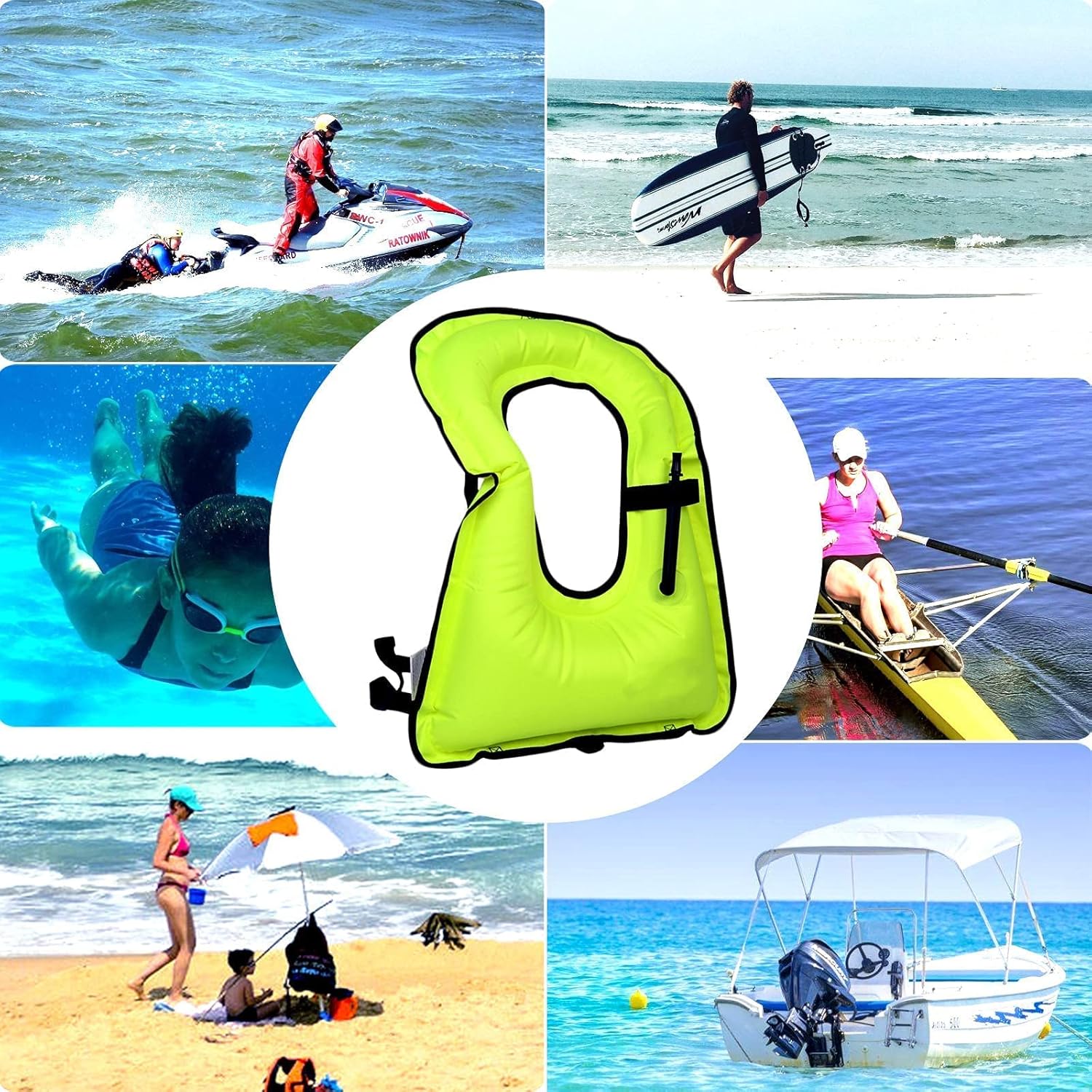 DOSURBAN Inflatable Snorkel Vest for Adults, Adjustable Light Snorkeling Jackets Safety Vests for Diving, Snorkeling, Swimming, Surfing (Up to 200 lbs Loading) : Sports & Outdoors