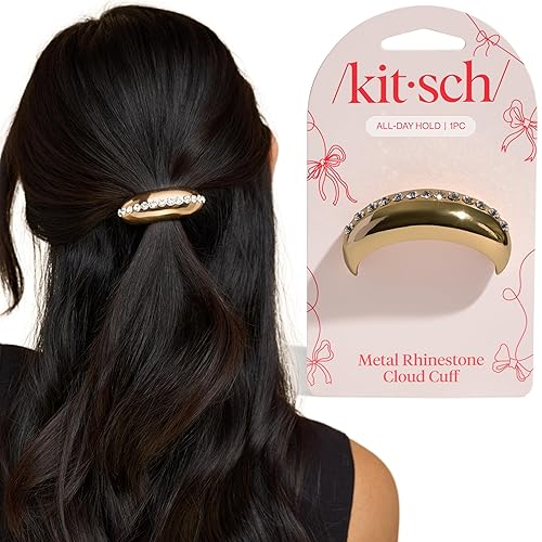 Kitsch Rhinestone Gold Hair Cuff - Metal Ponytail Cuff for